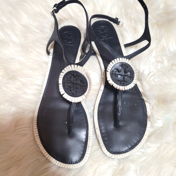 Tory Burch Miller Fringed Leather T-strap VisitSandals